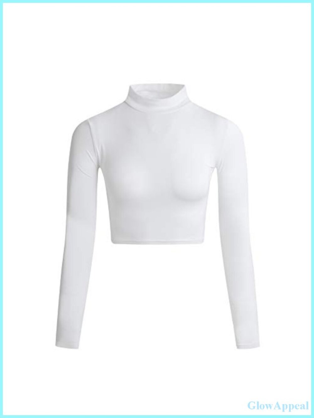LONGBIDA Women's Long Sleeve Mock Neck Crop Top Stretch Base Layer